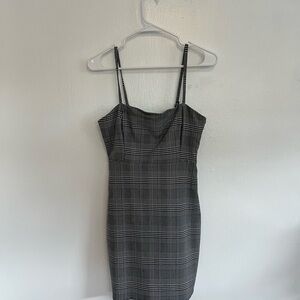 Plaid black/grey mini dress